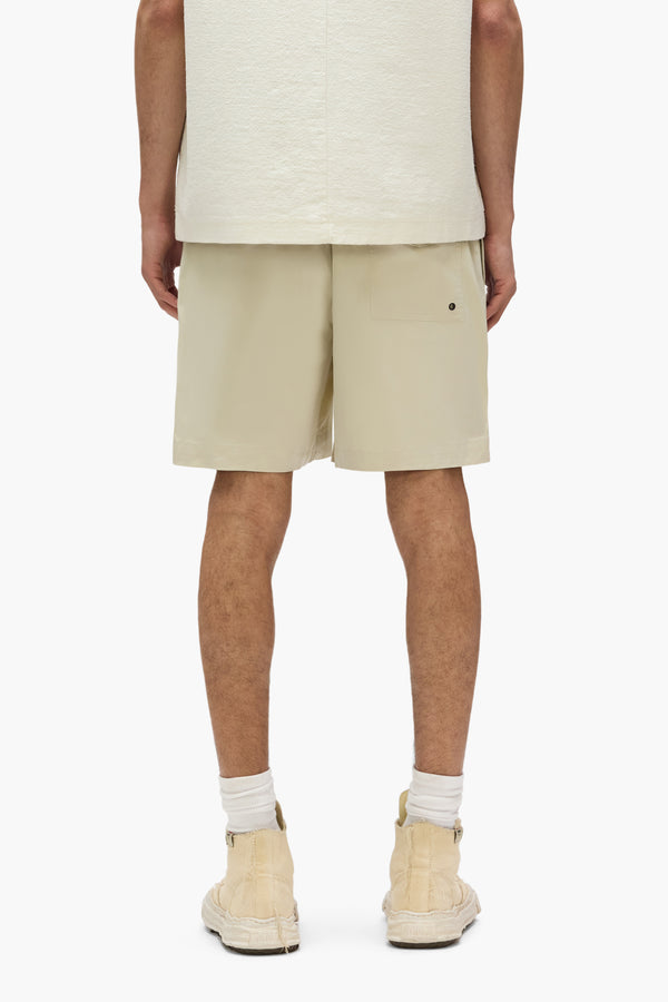 Purple Brand Embroidered Wordmark Swim Short Beige