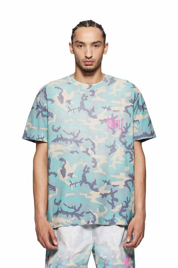 purple brand Faded Camo Tee Green