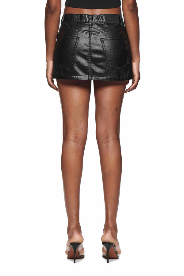 Purple Brand Faux Leather Mini Skirt Black