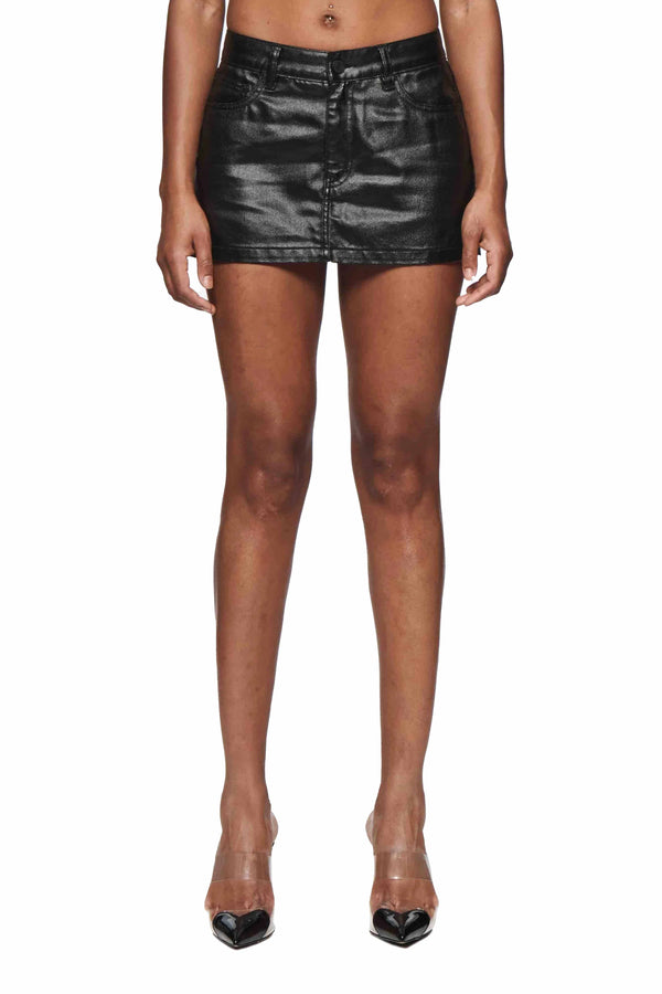 purple brand Faux Leather Mini Skirt Black
