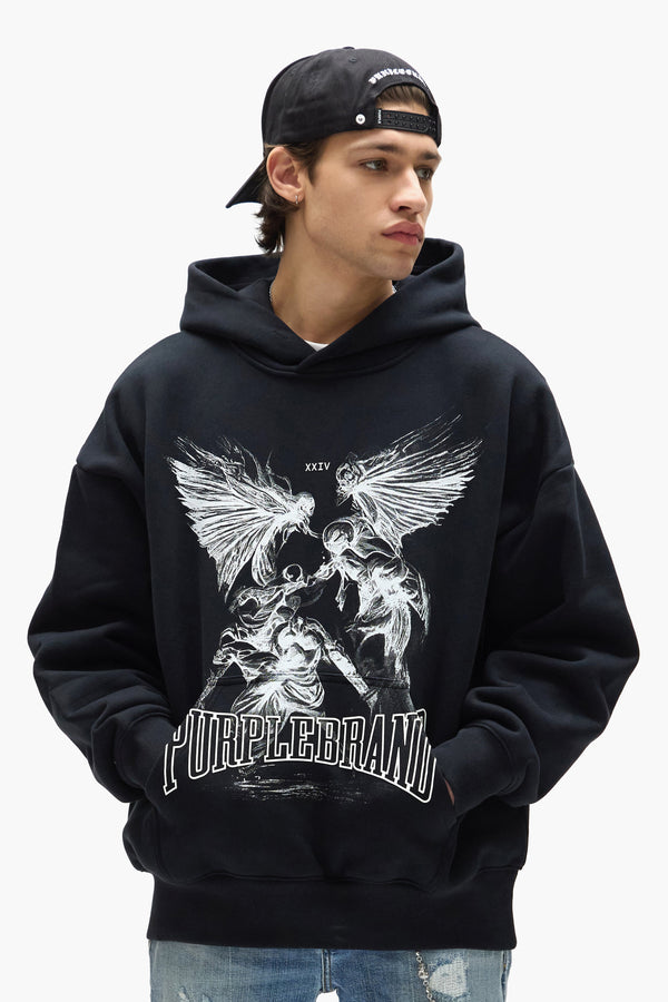 Purple Brand Fight Hoodie Black