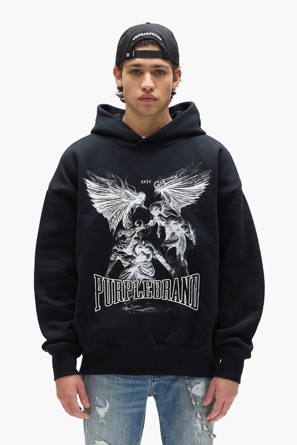 purple brand Fight Hoodie Black