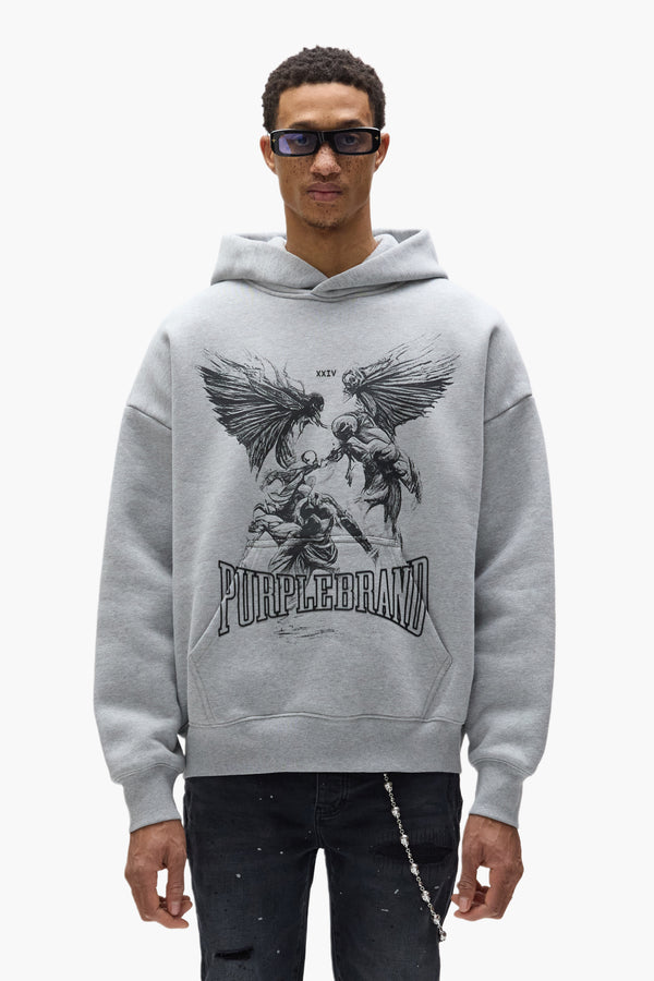 purple brand Fight Hoodie Gray