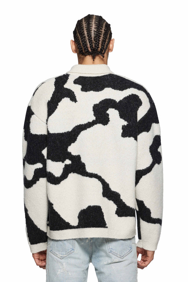 Purple Brand Fireball Polo Sweater Black & White