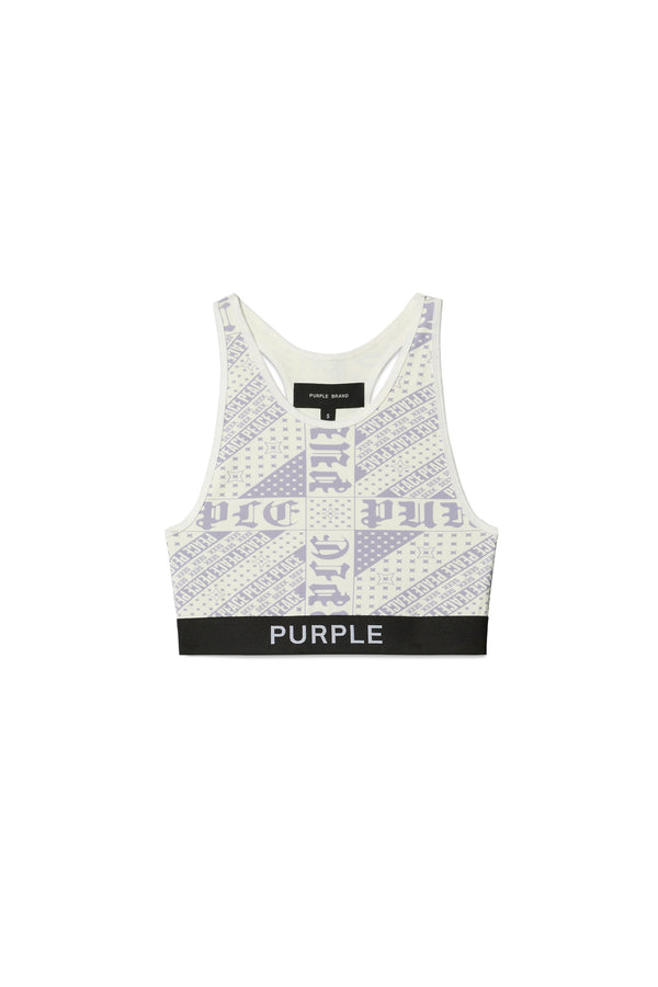Purple Brand Flag Bandana Racer Bralette White