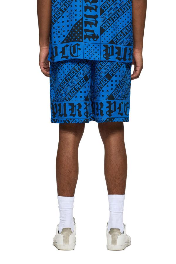 Purple Brand Flag Bandana Shorts Blue