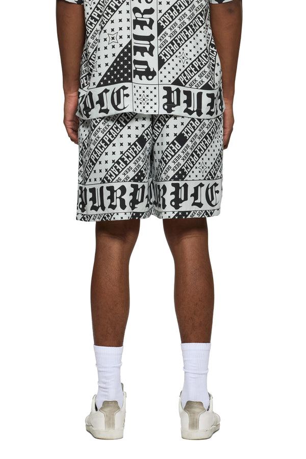 Purple Brand Flag Bandana Shorts Gray