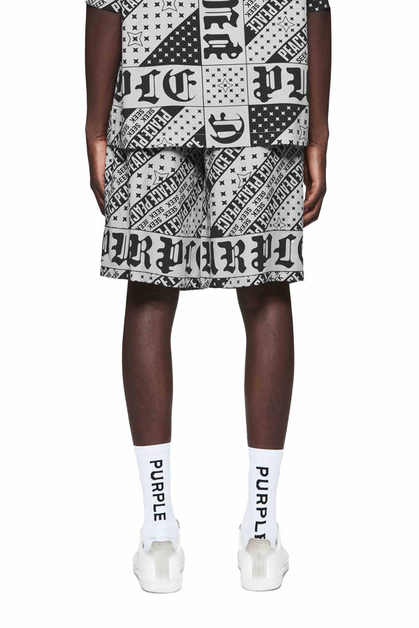 Purple Brand Flag Bandana Swim Shorts Gray