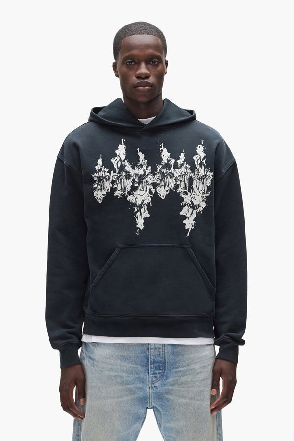 purple brand Flames Hoodie Black