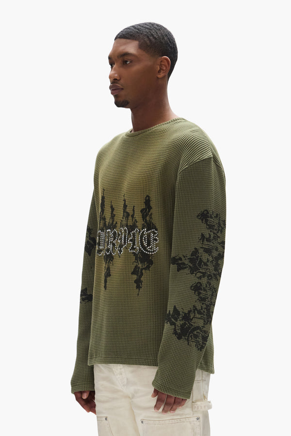 Purple Brand Flames Waffle Knit Green