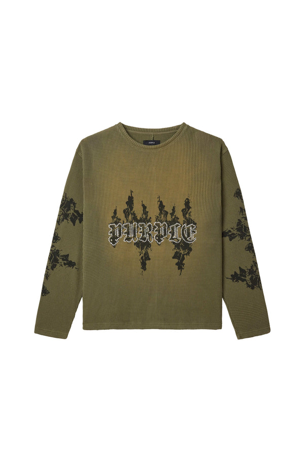 Purple Brand Flames Waffle Knit Green