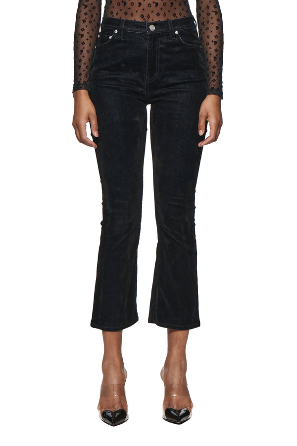 purple brand Flare Crop Flock Black