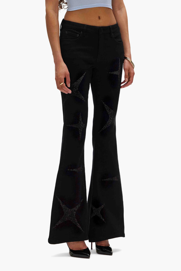 Purple Brand Flare Hotfix Stars Black