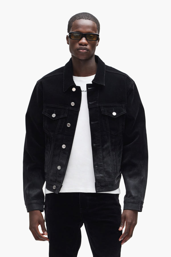 Purple Brand Flock Dipped Jacket Black
