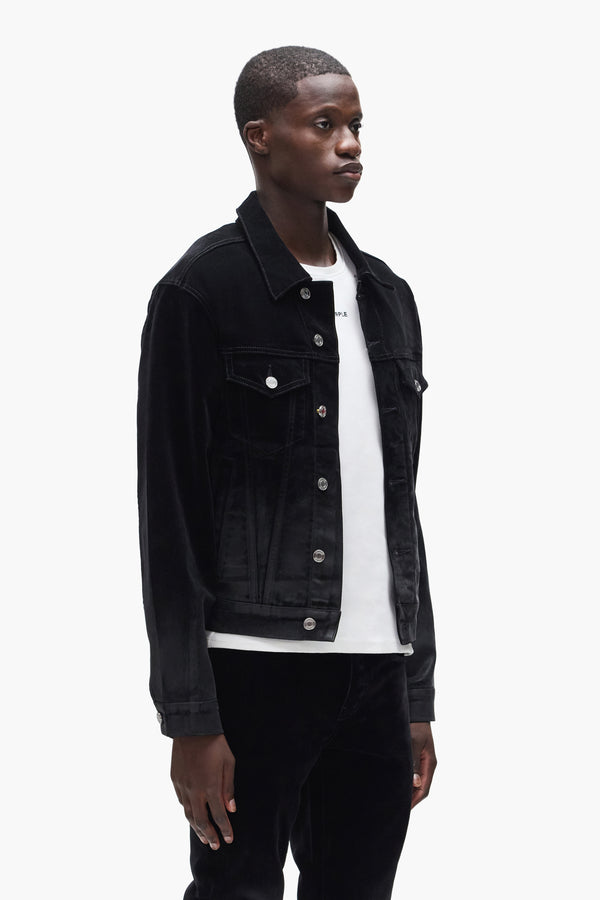 Purple Brand Flock Dipped Jacket Black