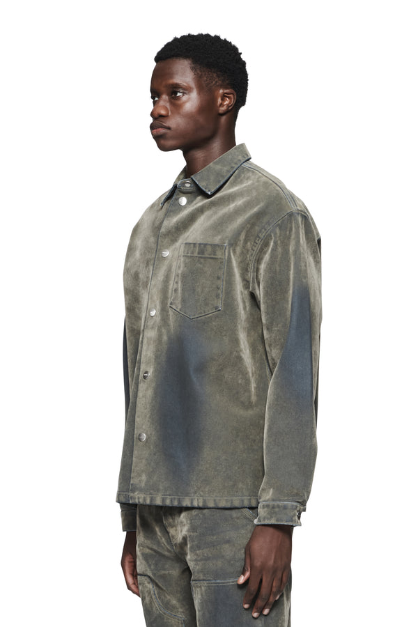 Purple Brand Flocked Shirt Jacket Green