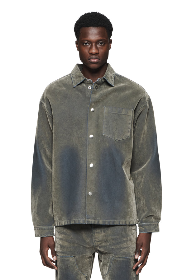 purple brand Flocked Shirt Jacket Green