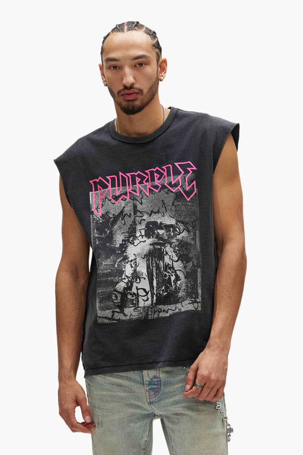 Purple Brand Full Metal Tank Top Black