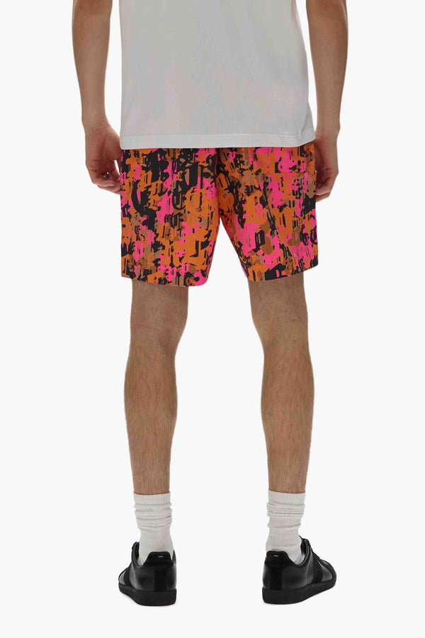 Purple Brand Gothic Camo Swim Shorts Orange & Pink