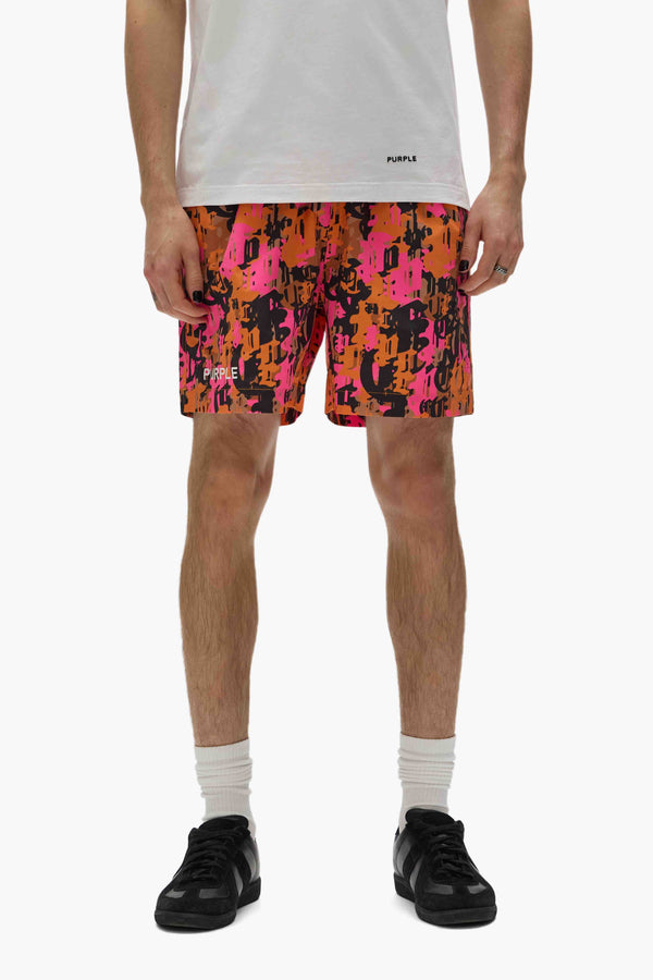 purple brand Gothic Camo Swim Shorts Orange & Pink