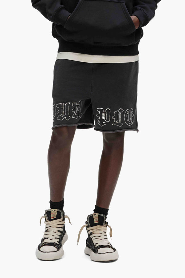 Purple Brand Gothic Crystals Shorts Black
