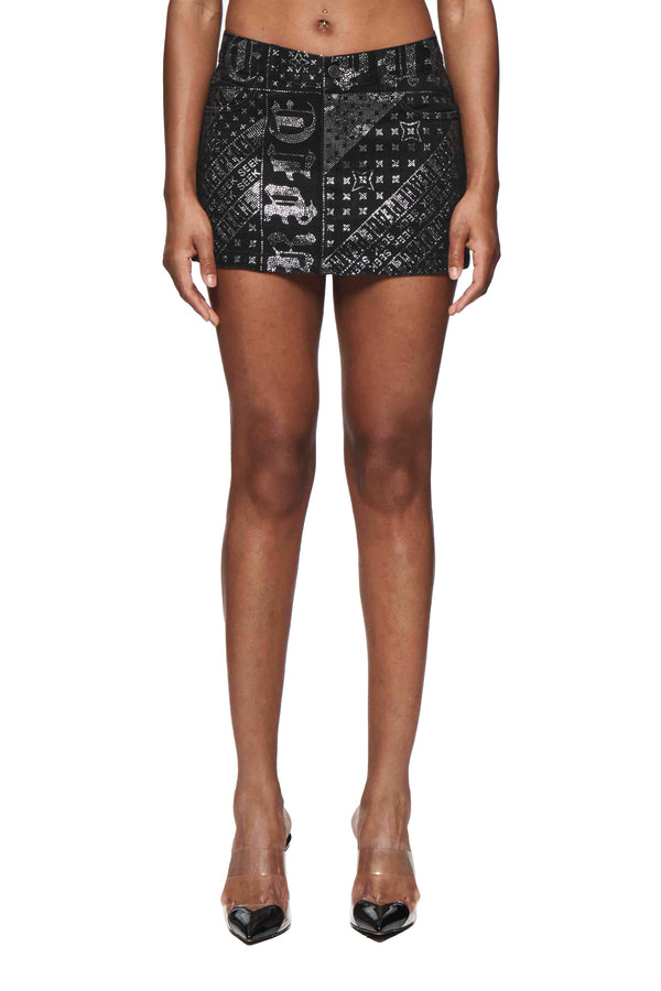 purple brand Gothic Flag Hotfix Skirt Black