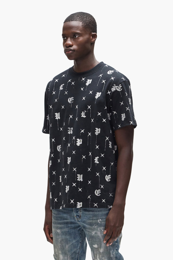 Purple Brand Gothic Monogram Tee Black