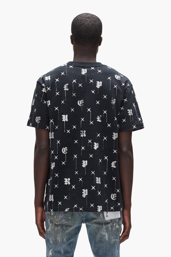 Purple Brand Gothic Monogram Tee Black