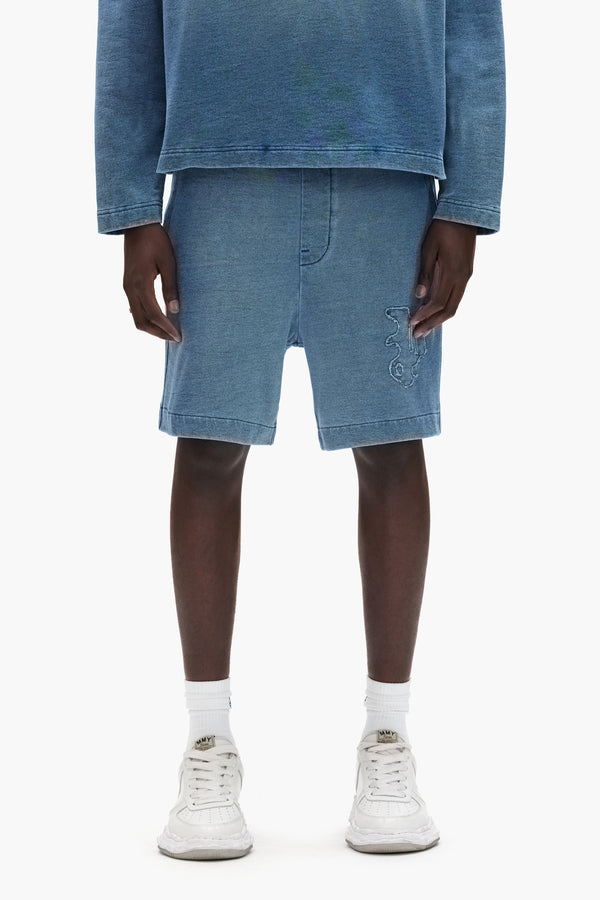 purple brand Gothic P Applique Short Blue