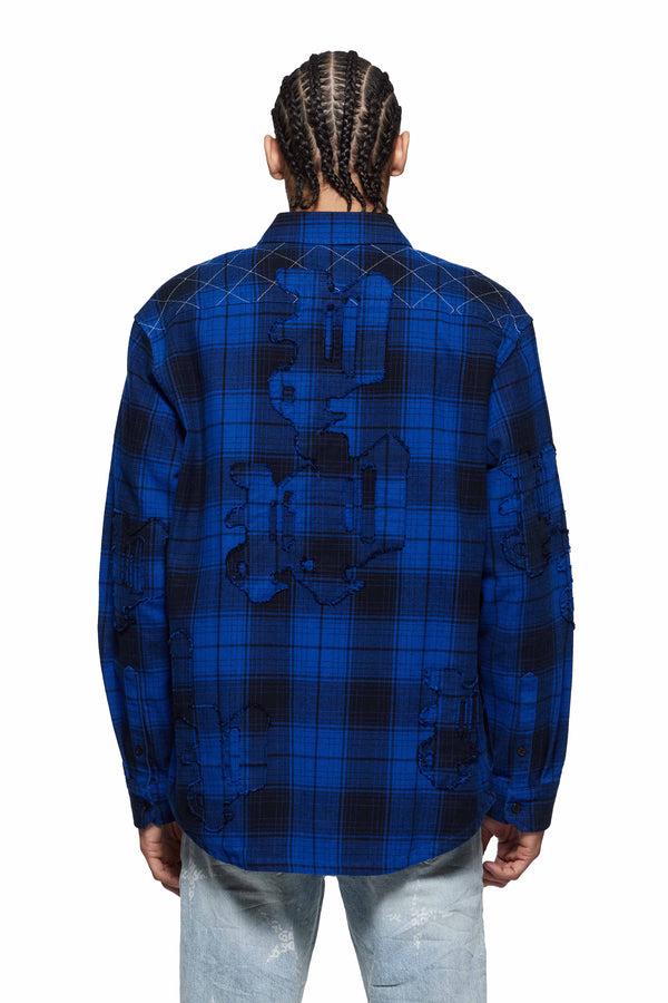 Purple Brand Gothic P Flannel Shirt Black & Blue