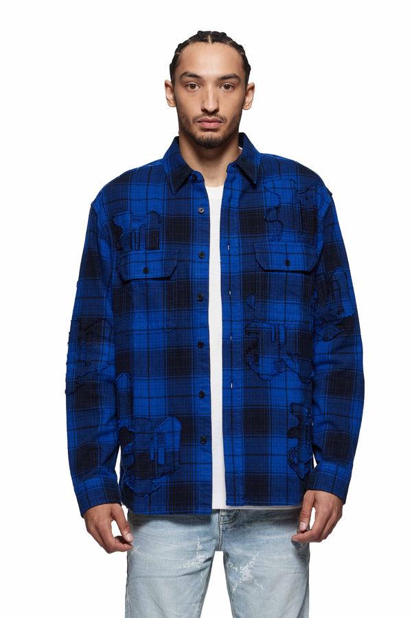 purple brand Gothic P Flannel Shirt Black & Blue