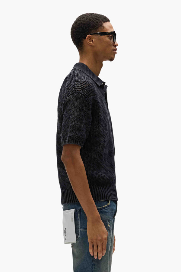 Purple Brand Gothic P Knit Polo Black