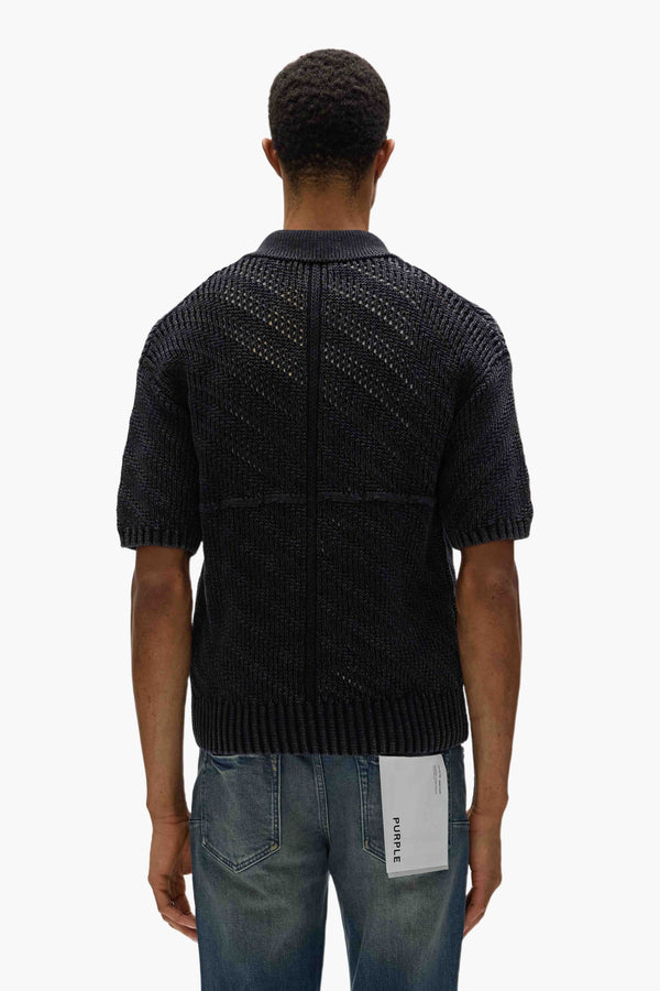 Purple Brand Gothic P Knit Polo Black
