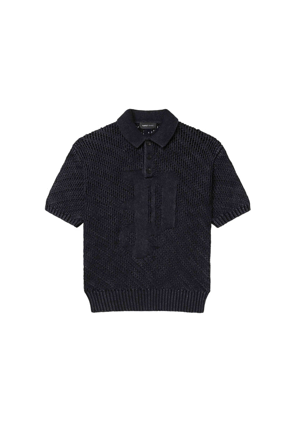 Purple Brand Gothic P Knit Polo Black
