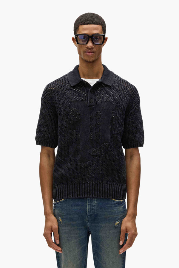 purple brand Gothic P Knit Polo Black