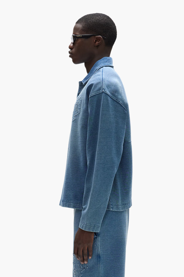 Purple Brand Gothic P Rugby Shirt Blue