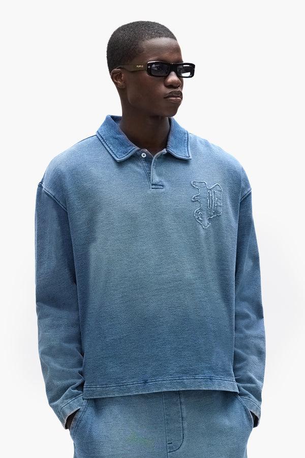 Purple Brand Gothic P Rugby Shirt Blue