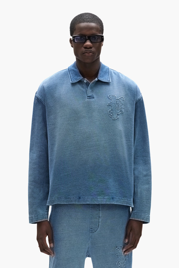 purple brand Gothic P Rugby Shirt Blue