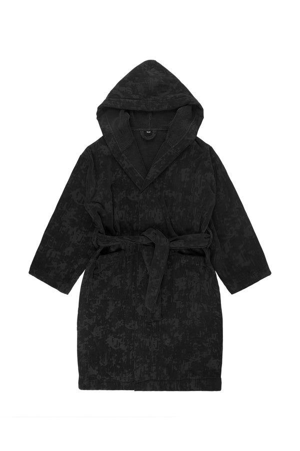 purple brand Gothic Terry Bathrobe Black