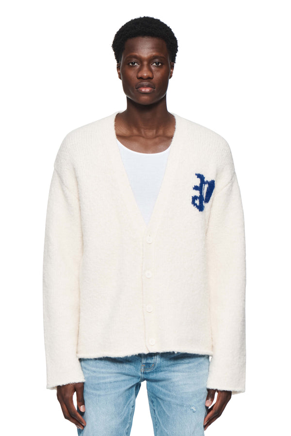 purple brand Gothic Wordmark Cardigan Light Indigo