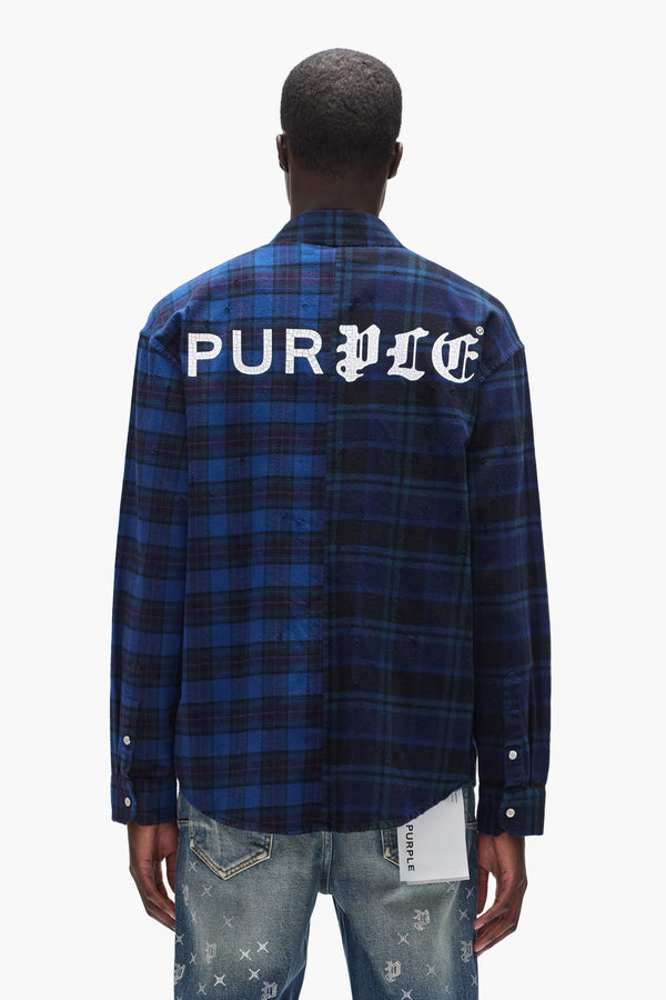 Purple Brand Half & Half Flannel Shirt Blue