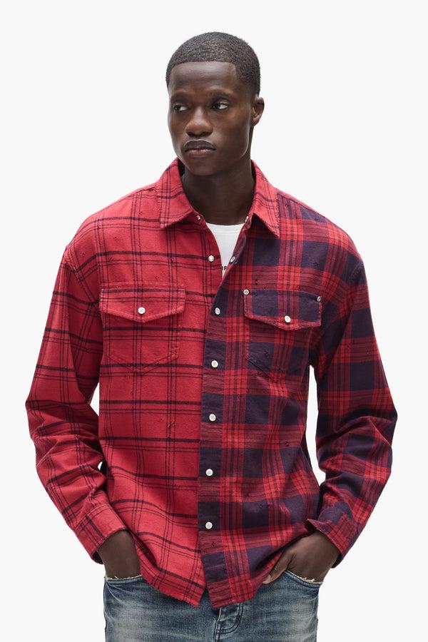 Purple Brand Half & Half Flannel Shirt Red