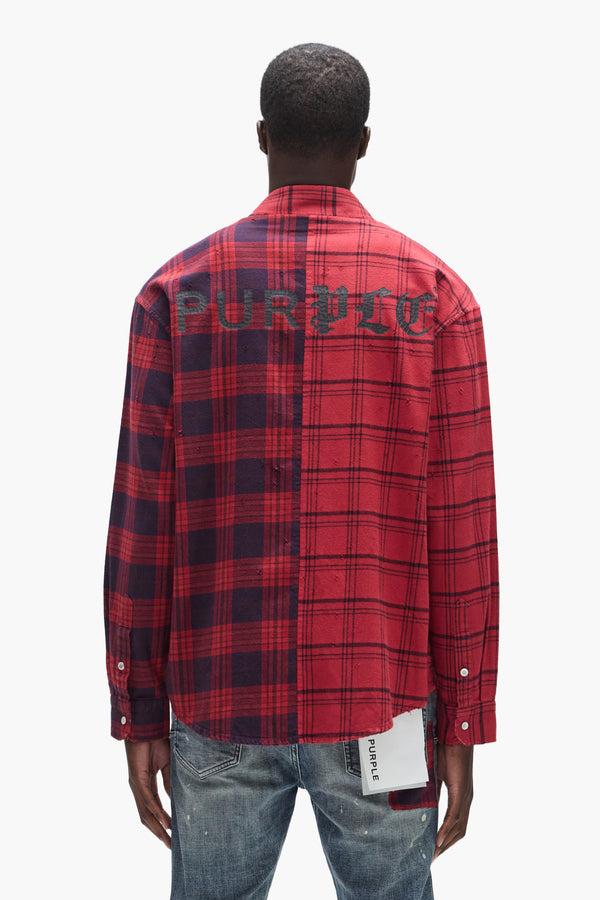 Purple Brand Half & Half Flannel Shirt Red