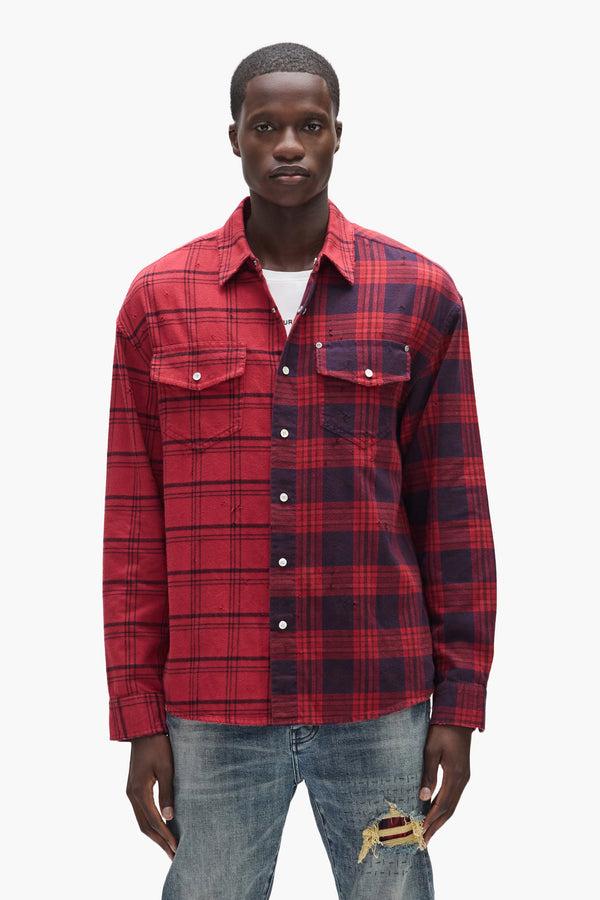 purple brand Half & Half Flannel Shirt Red