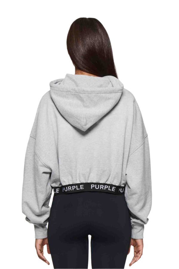 Purple Brand Heather Cropped Hoodie Gray