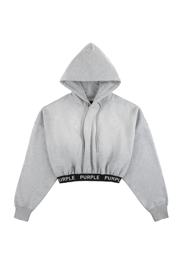 Purple Brand Heather Cropped Hoodie Gray