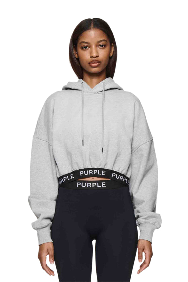 purple brand Heather Cropped Hoodie Gray