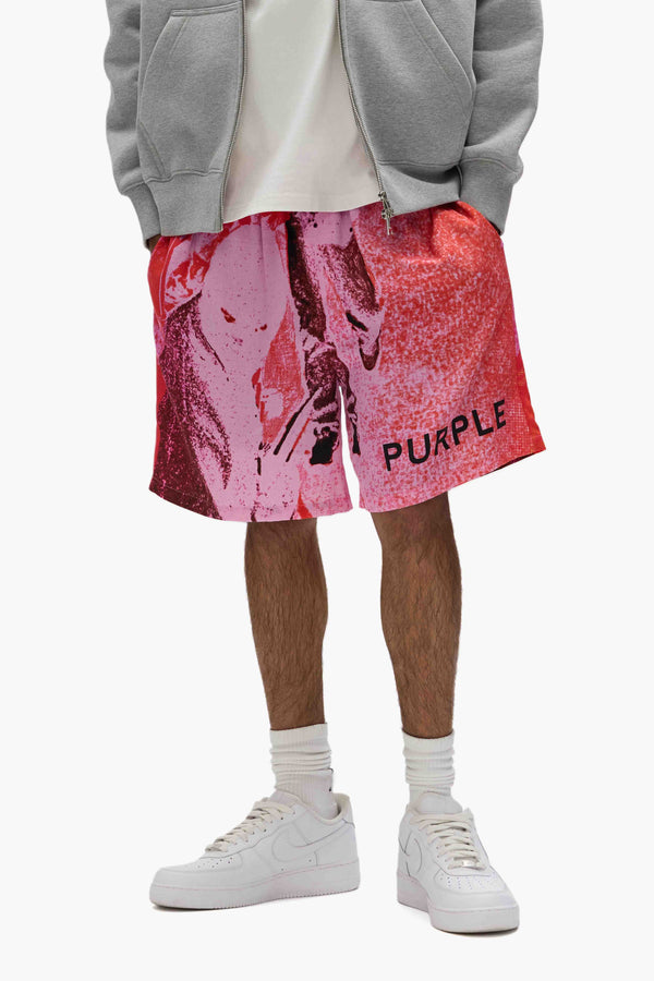 Purple Brand Heist Shorts Pink & Red