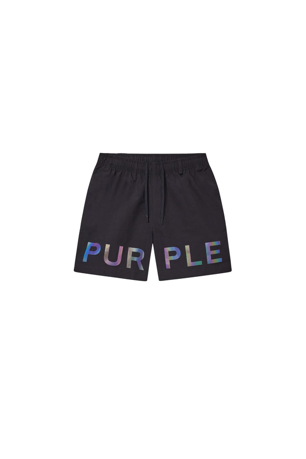 Purple Brand Holographic Swim Shorts Black