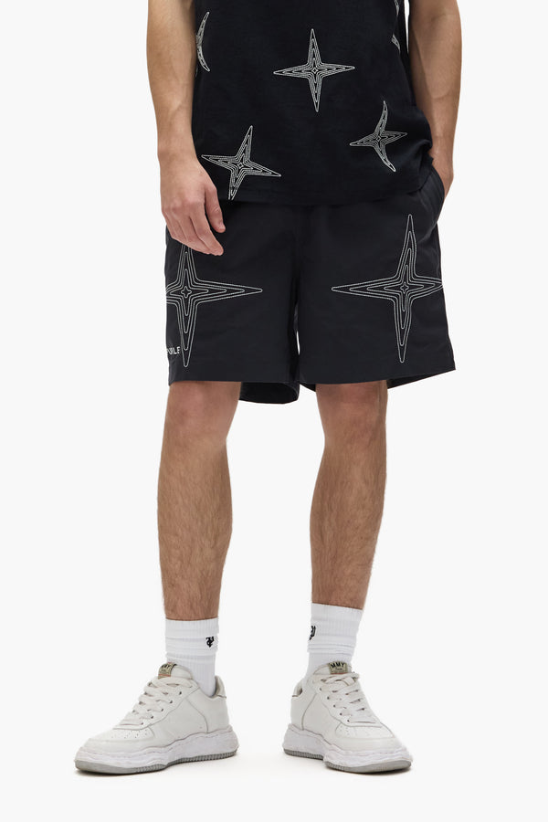 Purple Brand Holographic Swim Shorts Black